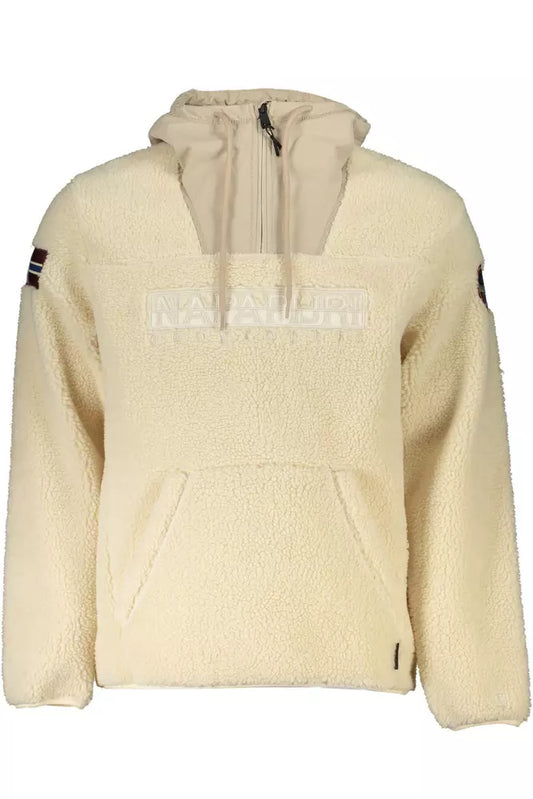 Beige Eco-Conscious Half-Zip Hooded Sweatshirt