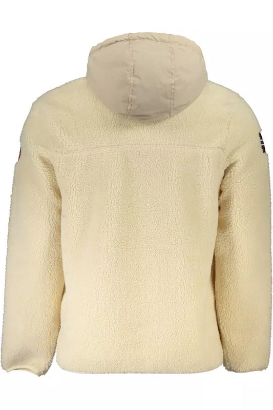 Beige Eco-Conscious Half-Zip Hooded Sweatshirt