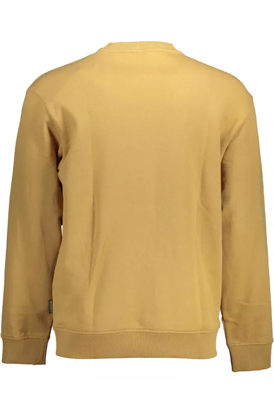 Beige Cotton Sweatshirt with Central Zip Pocket