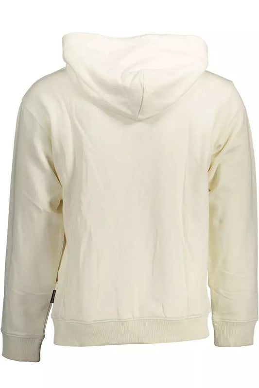 Elegant White Cotton Hooded Sweatshirt