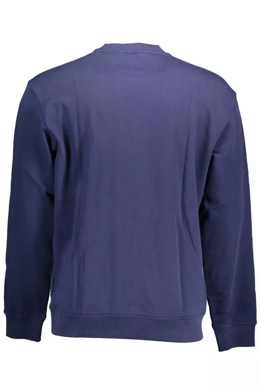 Chic Blue Cotton Sweatshirt with Zip Pocket