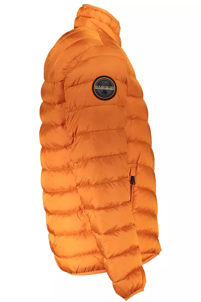 Chic Orange Polyamide Jacket with Pockets