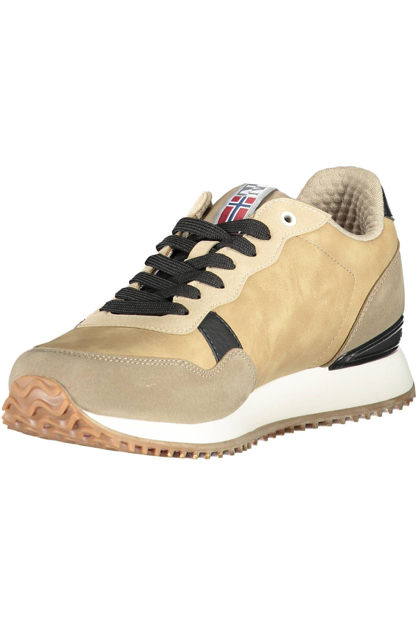 Beige Lace-Up Sneakers with Contrasting Accents