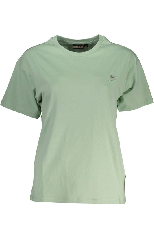 Chic Green Embroidered Logo Tee