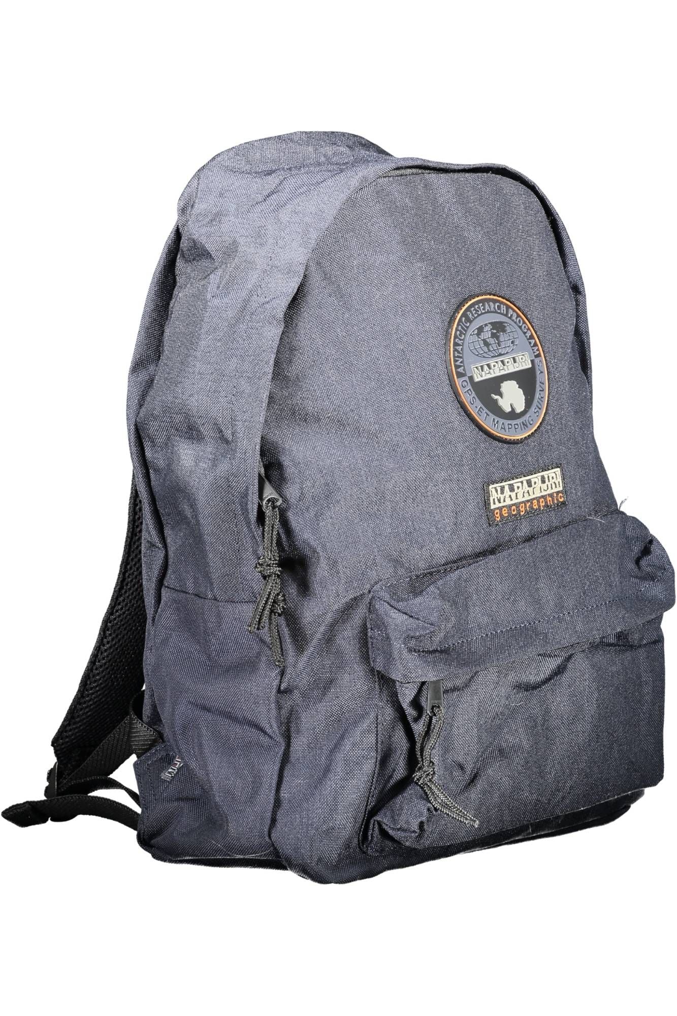 Sleek Blue Polyester Backpack with Logo