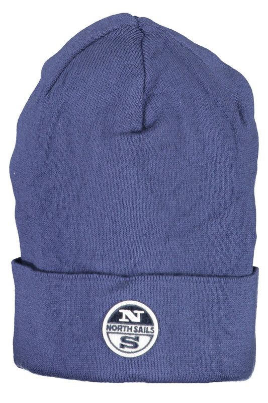 Sleek Blue Cotton Cap with Emblem Detail
