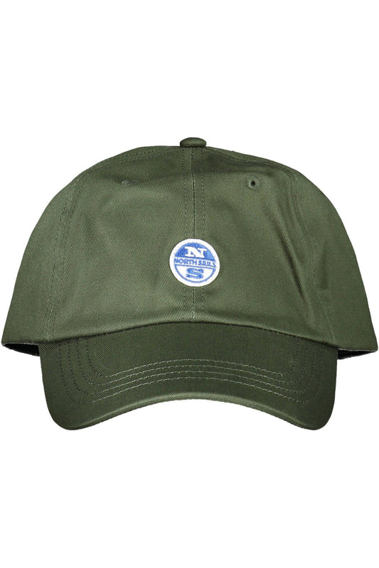 Green Cotton Cap with Visor and Logo Accent