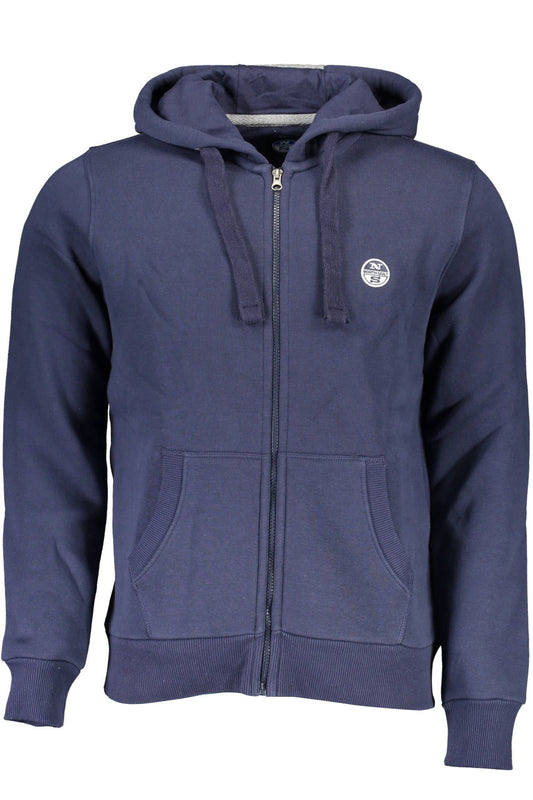 Blue Hooded Zip Sweatshirt with Logo Detail