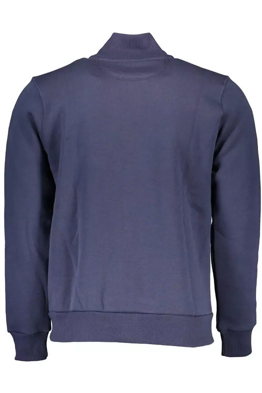 Chic Blue Zipped Sweatshirt with Logo Detail