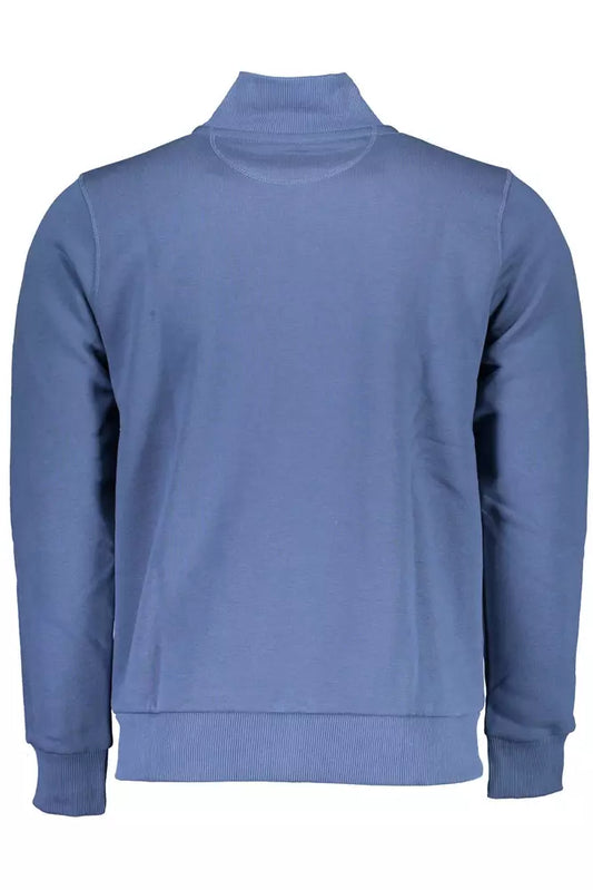 Blue Zippered Sweatshirt with Logo Design