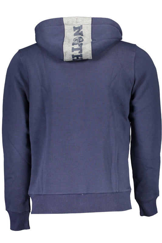 Blue Hooded Zip Sweatshirt with Logo Detail