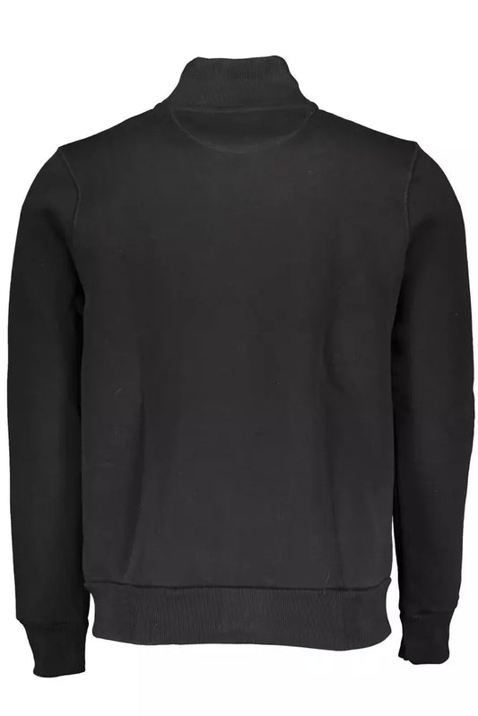 Sleek Black Zip Sweater with Logo Detail