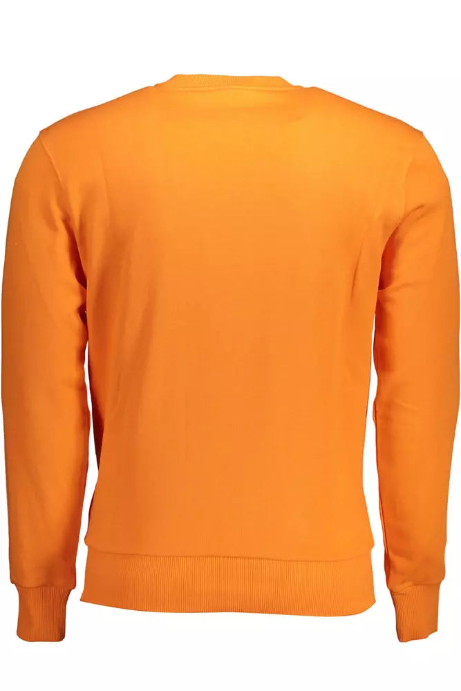 Vibrant Orange Cotton Sweatshirt with Chic Logo Print