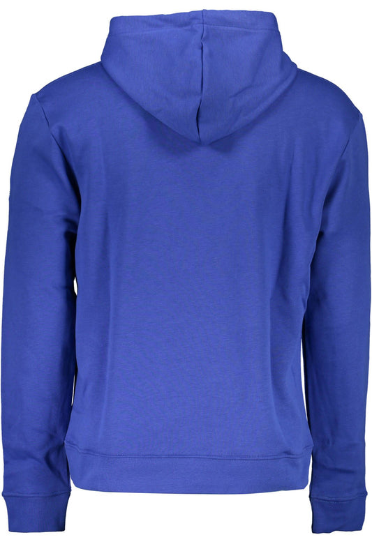 Chic Blue Hooded Cotton Sweatshirt with Print