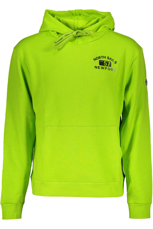 Green Cotton Hooded Sweatshirt with Logo Print