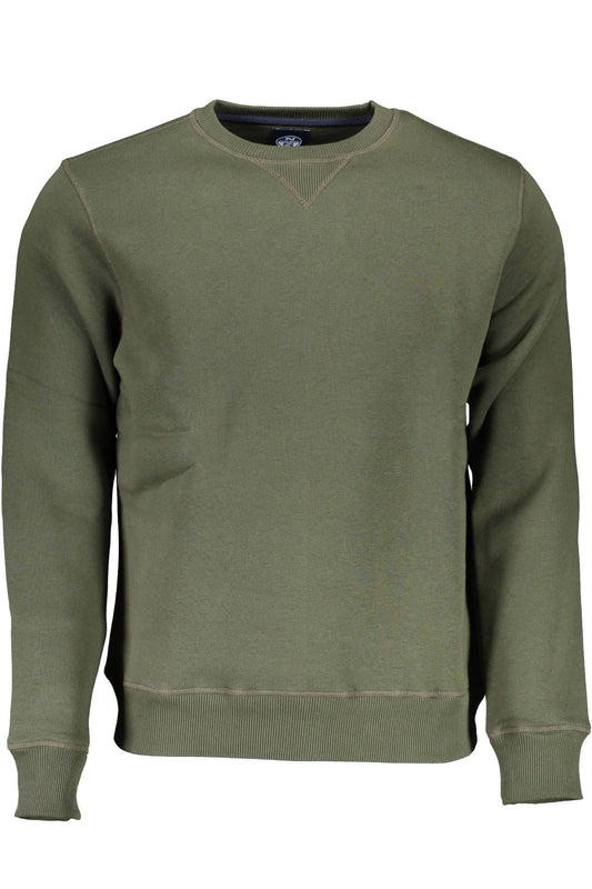 Green Cotton Crew Neck Sweater with Logo