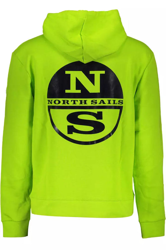 Green Hooded Sweatshirt With Central Pocket