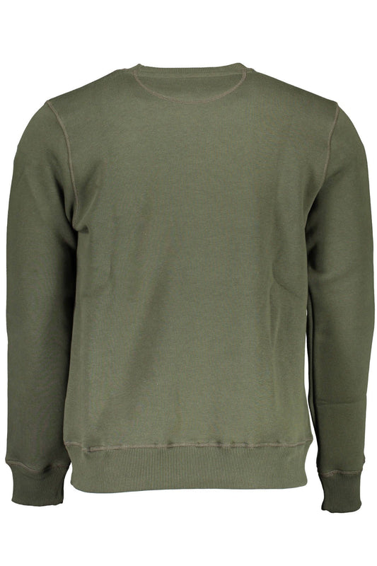 Green Cotton Crew Neck Sweater with Logo