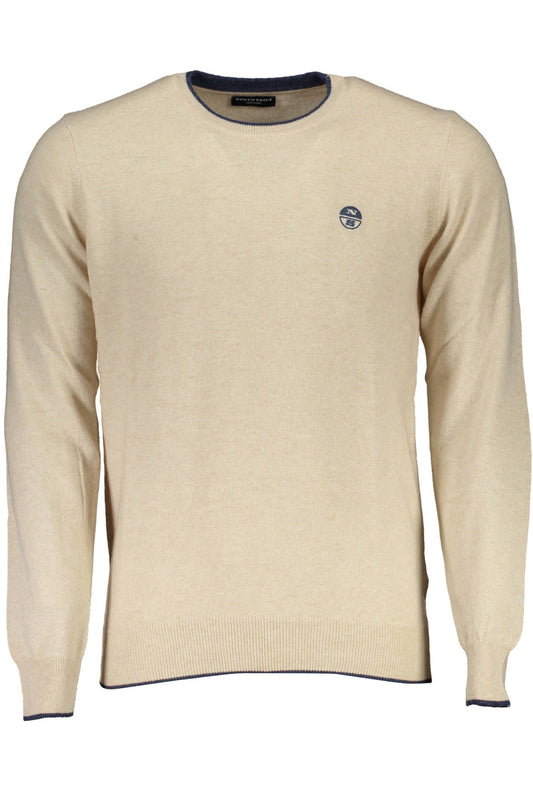 Beige Embroidered Crewneck Sweater