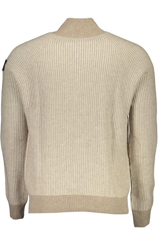 Beige Wool Blend Half-Zip Sweater