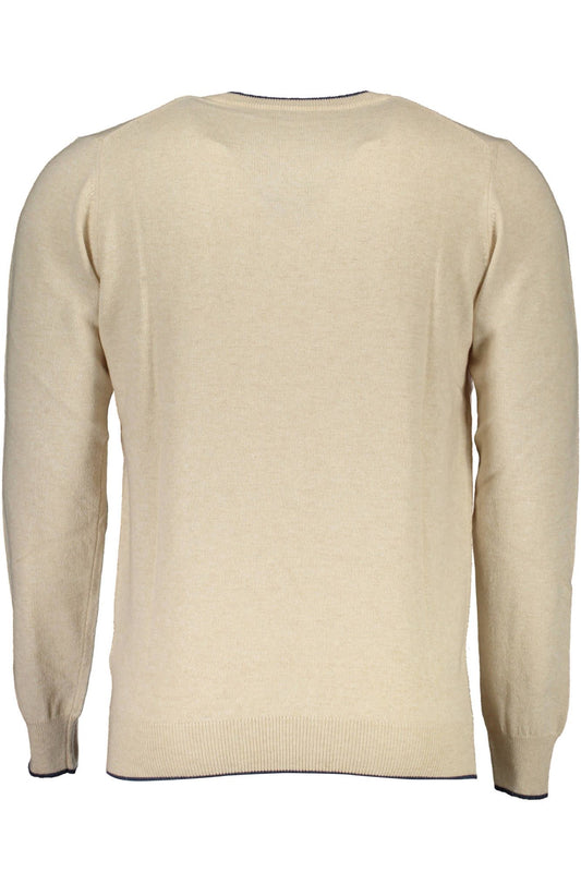 Beige Embroidered Crewneck Sweater