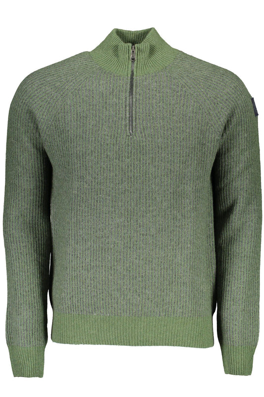 Green Wool-Blend Half-Zip Sweater