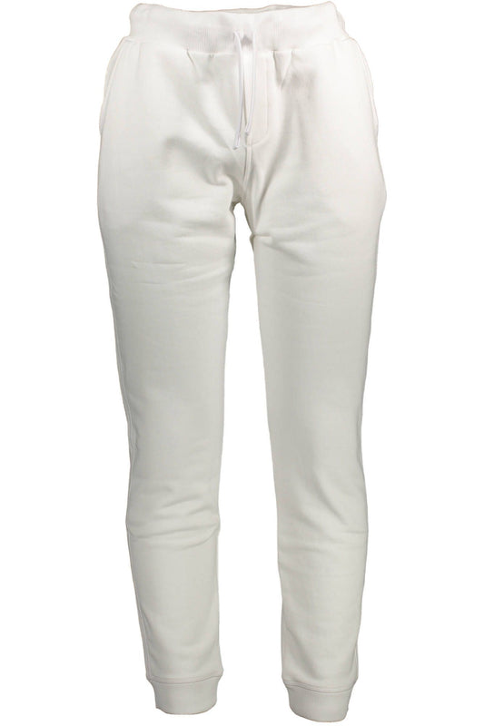 Elegant White Cotton Sport Trousers