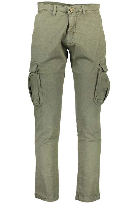 Chic Green Cotton Trousers with Ample Pockets