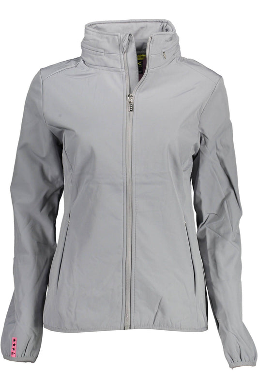 Elegant Sporty Gray Jacket with Removable Hood