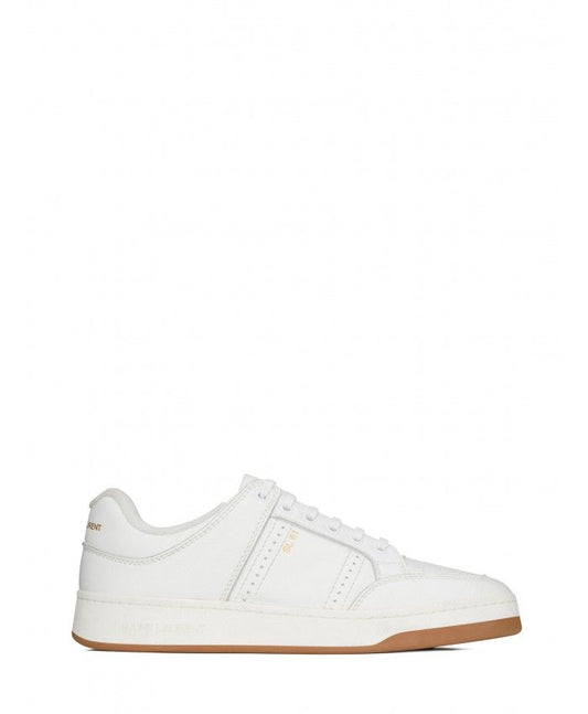 Sleek White Calf Leather Low-Top Sneakers