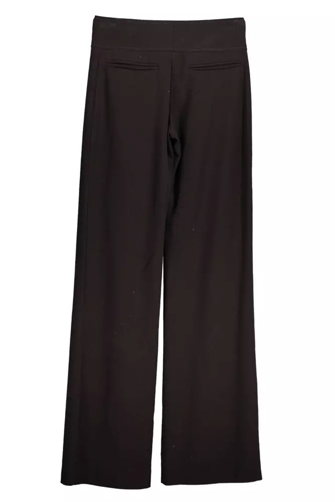 Elegant Brown Wool-Blend Tailored Trousers