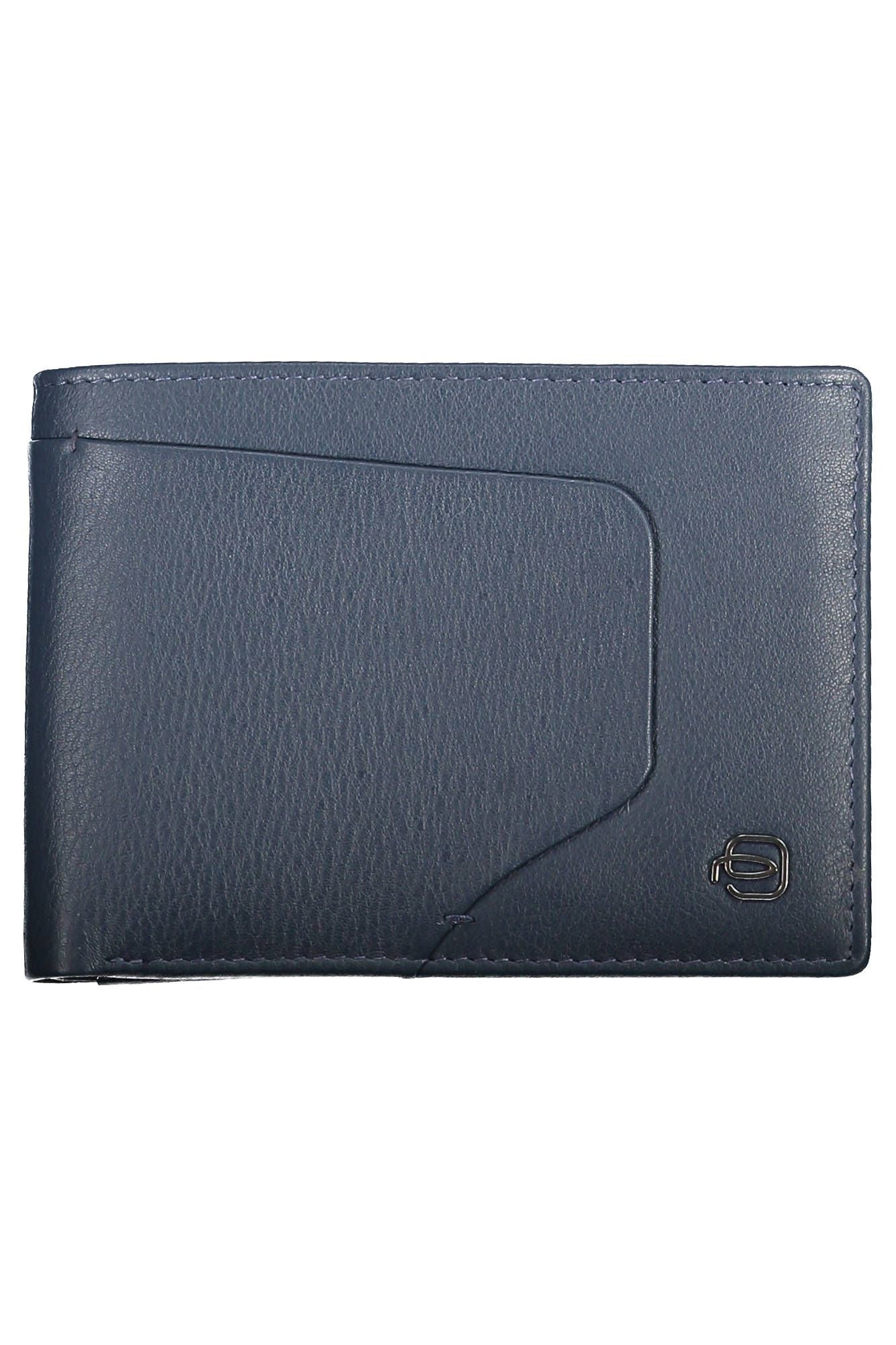 Elegant Blue Leather Bifold Wallet with RFID Blocker