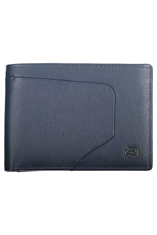 Sleek Blue Leather Wallet with RFID Protection