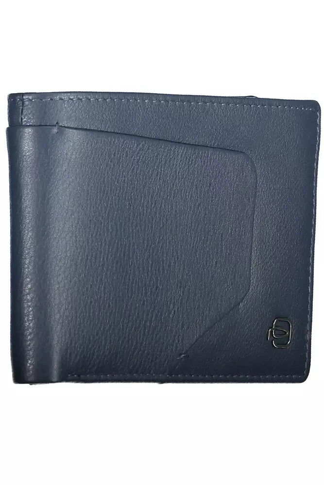 Sleek Blue Leather Wallet with RFID Protection
