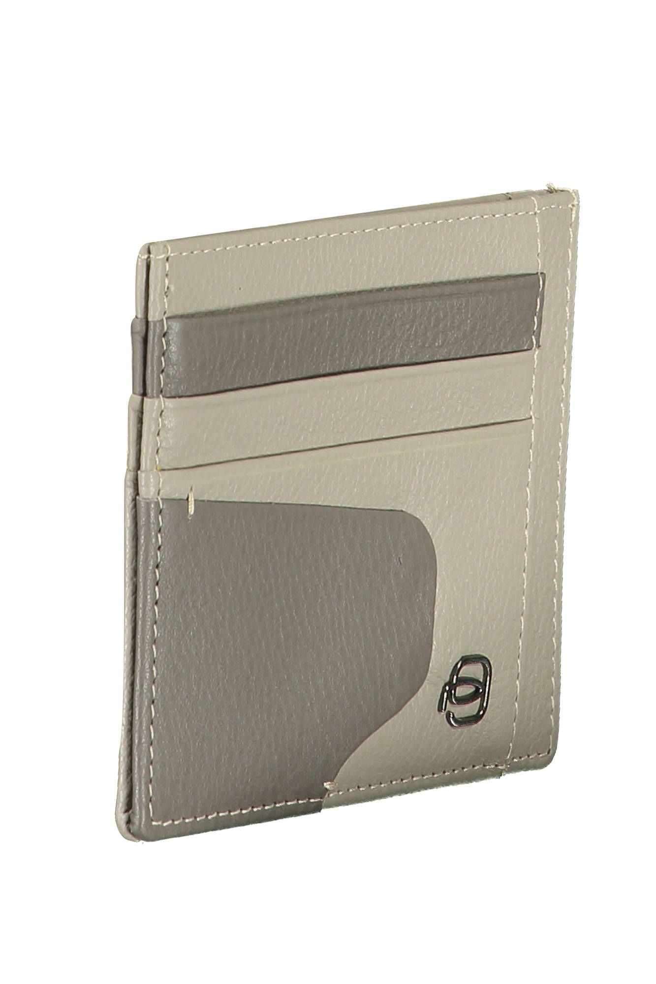 Sleek Gray Leather RFID Card Holder