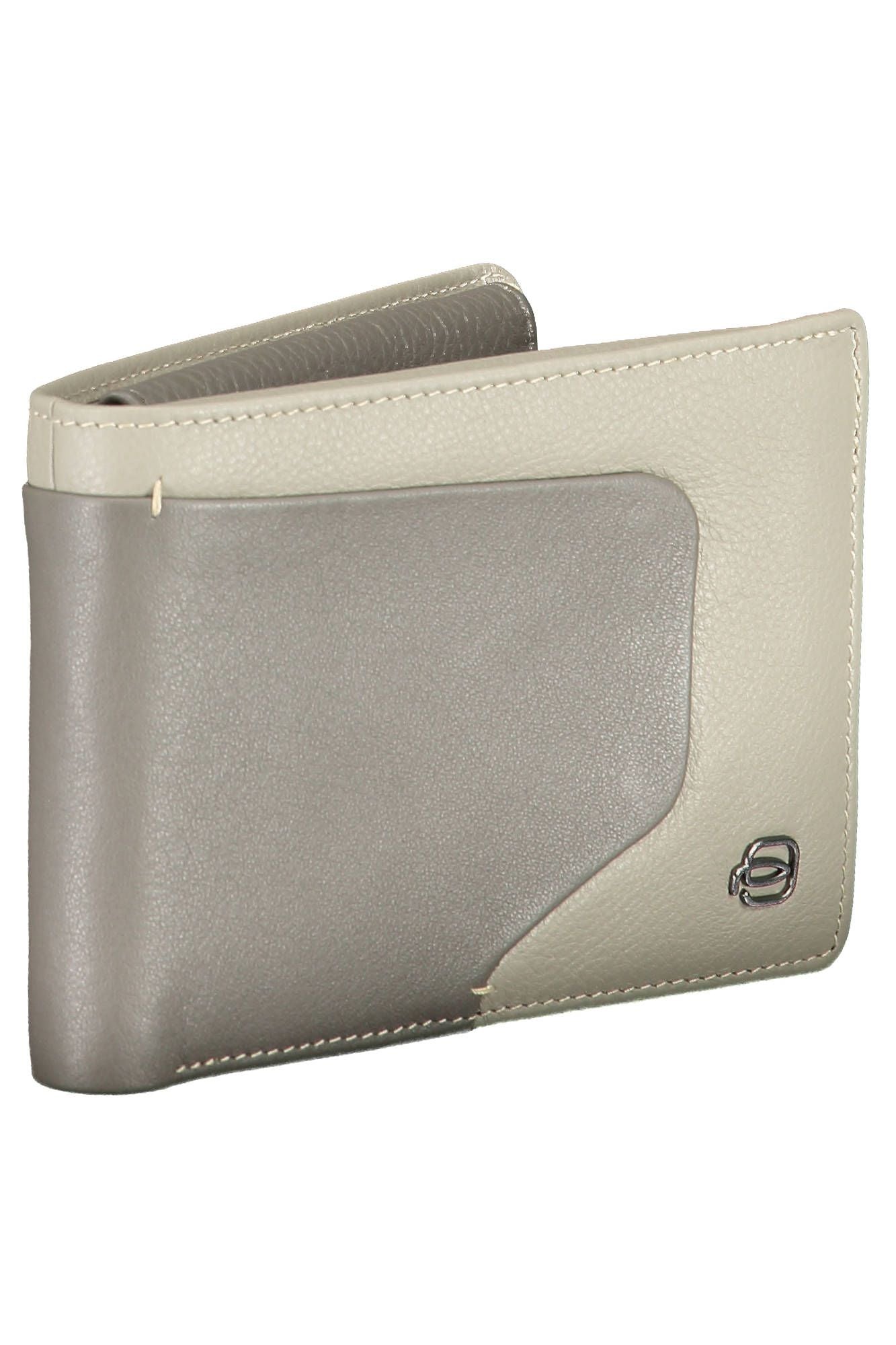 Elegant Gray Leather RFID Wallet with Coin Purse