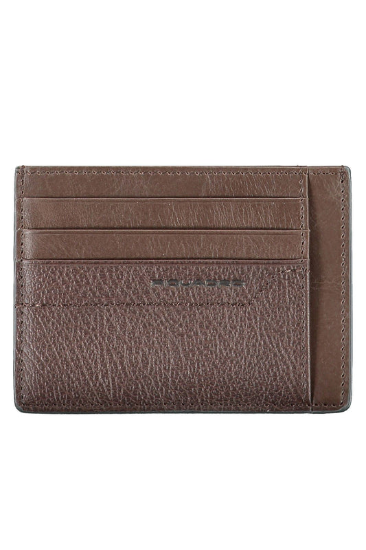 Sleek Brown Leather Card Holder with RFID Block
