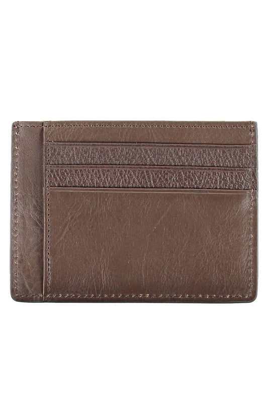 Sleek Brown Leather Card Holder with RFID Block