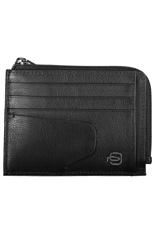 Sleek Black Leather Card Holder with RFID Blocker