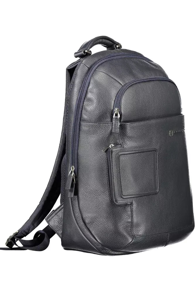 Elegant Blue Mixed-Material Backpack