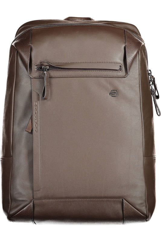 Elegant Leather Backpack with Contrast Details