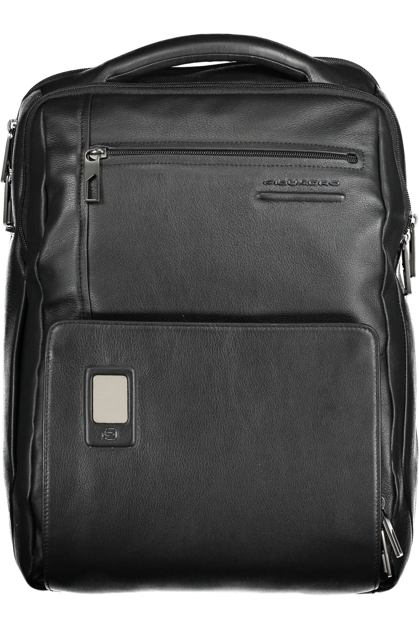 Elegant Black Leather Backpack with Laptop Pocket
