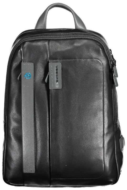 Sleek Black Leather Executive Backpack