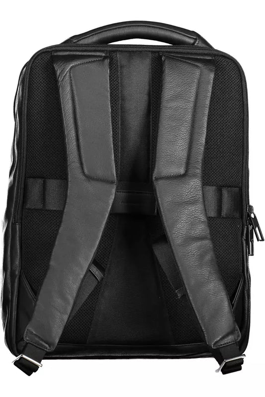 Elegant Black Leather Backpack with Combination Lock