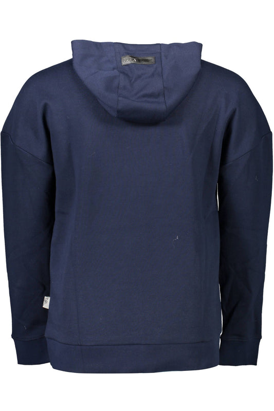 Sleek Blue Hooded Sweatshirt with Logo