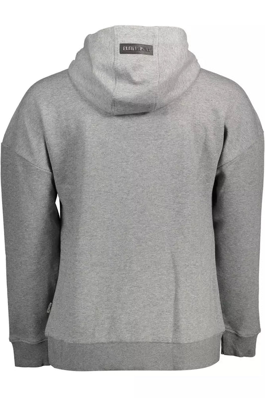 Sleek Gray Hooded Sweatshirt with Bold Accents