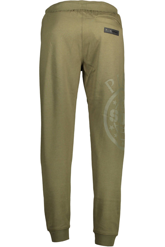 Emerald Green Cotton Sports Trousers with Logo Print