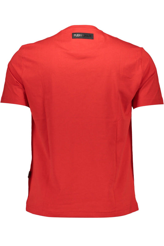 Vivid Red Crew Neck Logo Tee with Print Detail