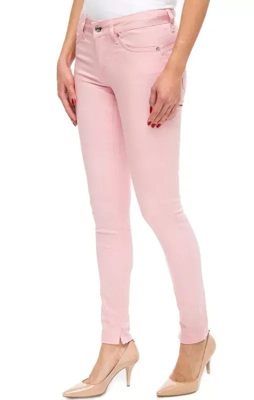 High-Waisted Pink Slim Fit Pants