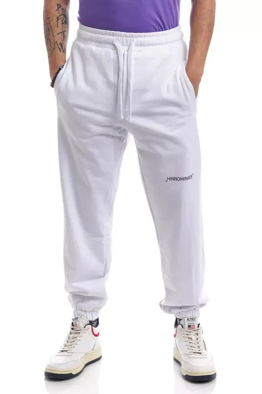 Elegant White Stretch Cotton Trousers with Drawstring